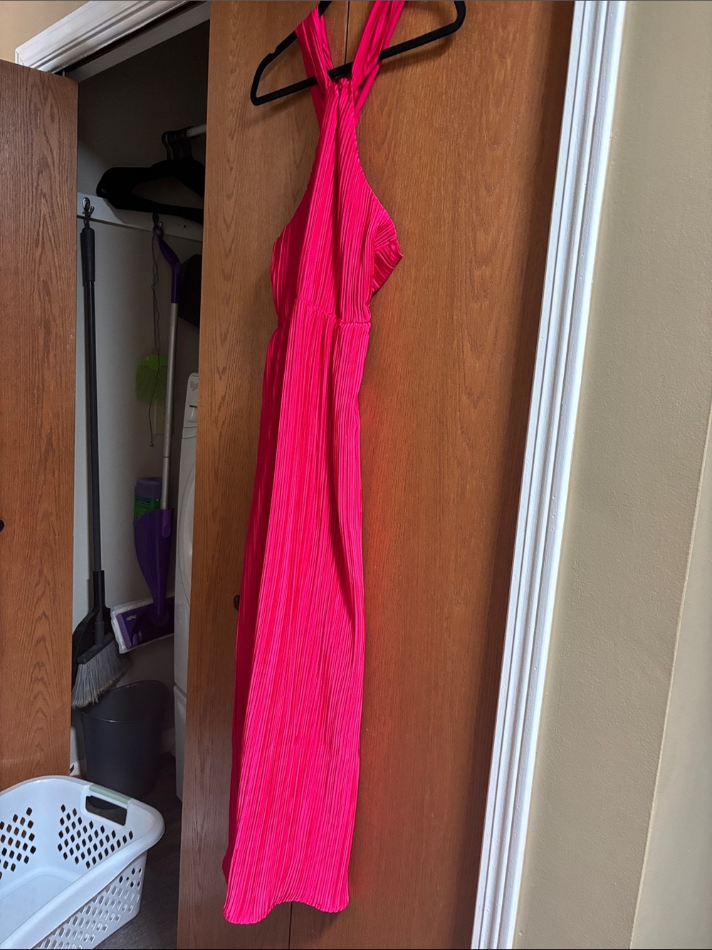 a new day Fuchsia Pleated Halter Maxi Dress